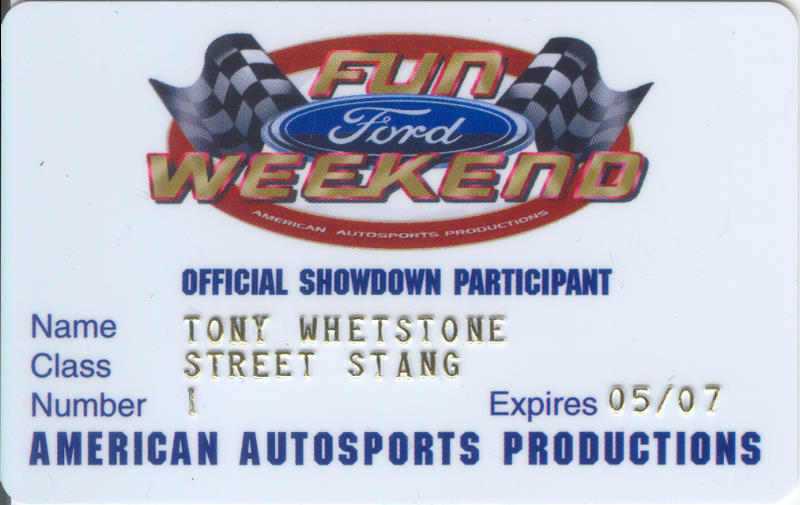 Official Street Stang participant card