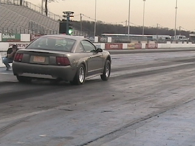 2002 Mustang GT leaving the starting line